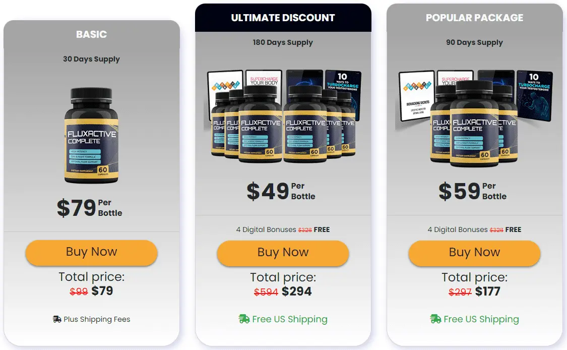 fluxactive complete pricing table